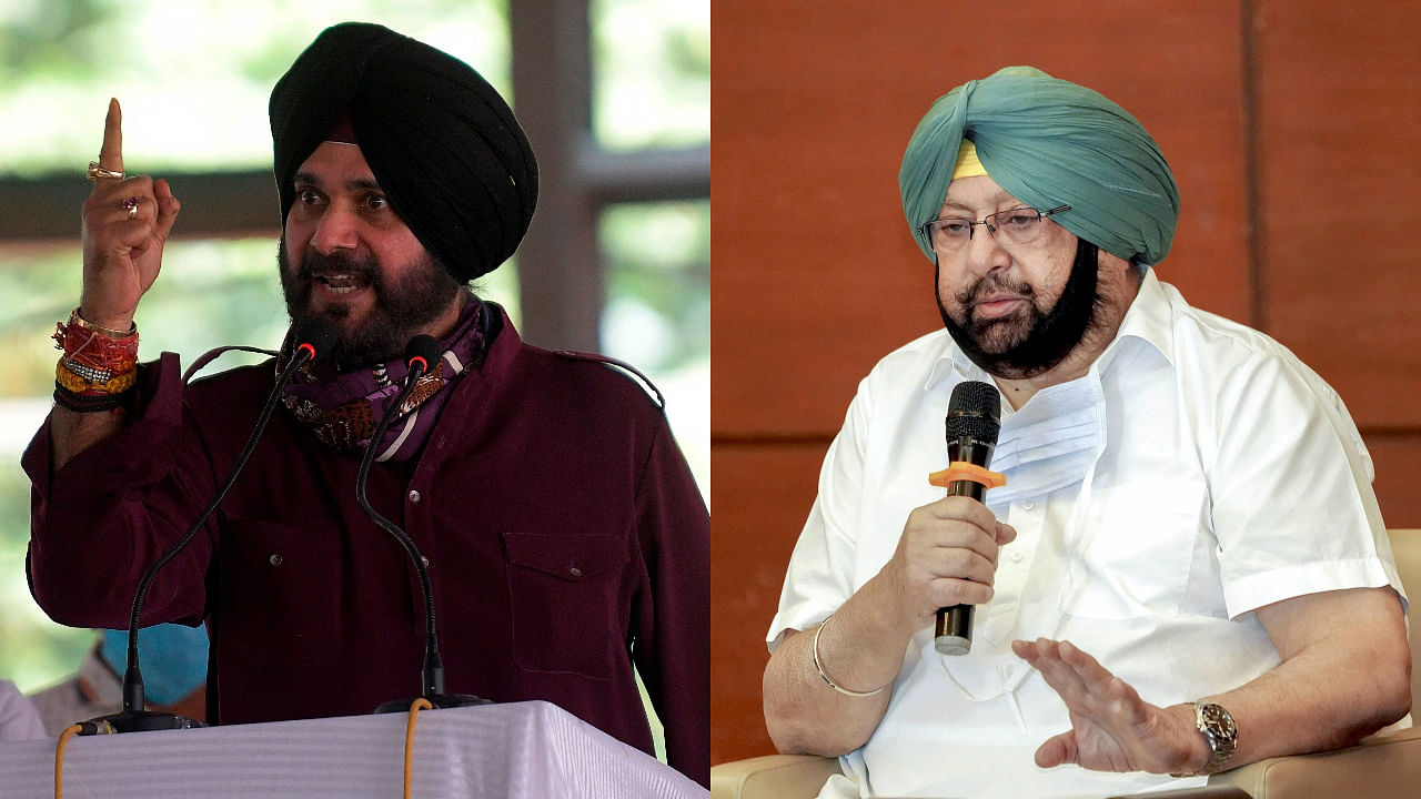 Navjot Singh Sidhu (left) and Punjab CM Amarinder Singh. Credit: AFP/PTI photos