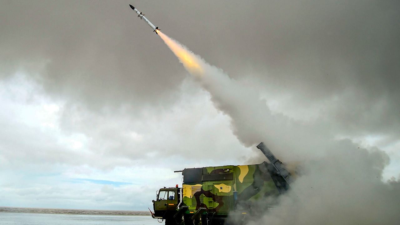 Defence Research and Development Organisation (DRDO) successful flight-test of New Generation Akash (Akash-NG) missile from Integrated Test Range, Chandipur off the coast of Odisha. Credit: PTI photo