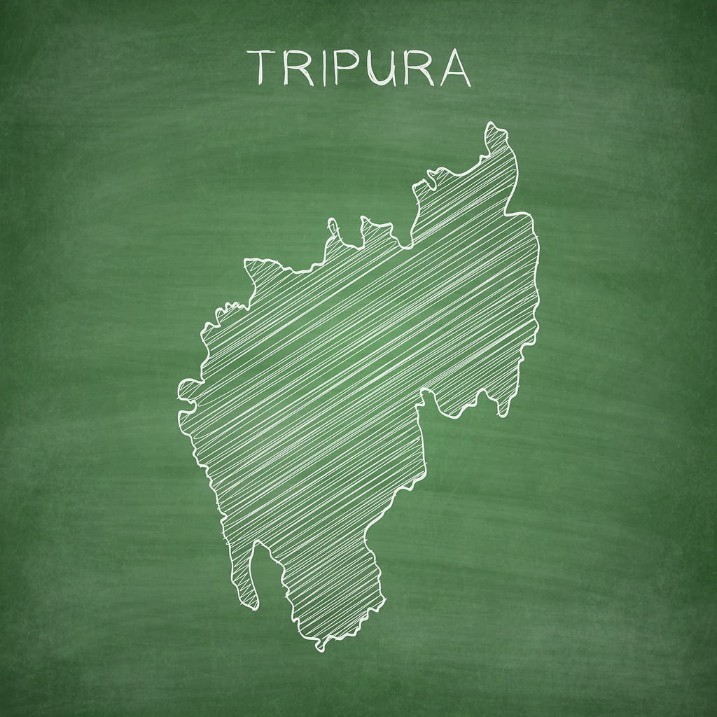 Tripura map drawn on chalkboard. Credit: iStock Photo