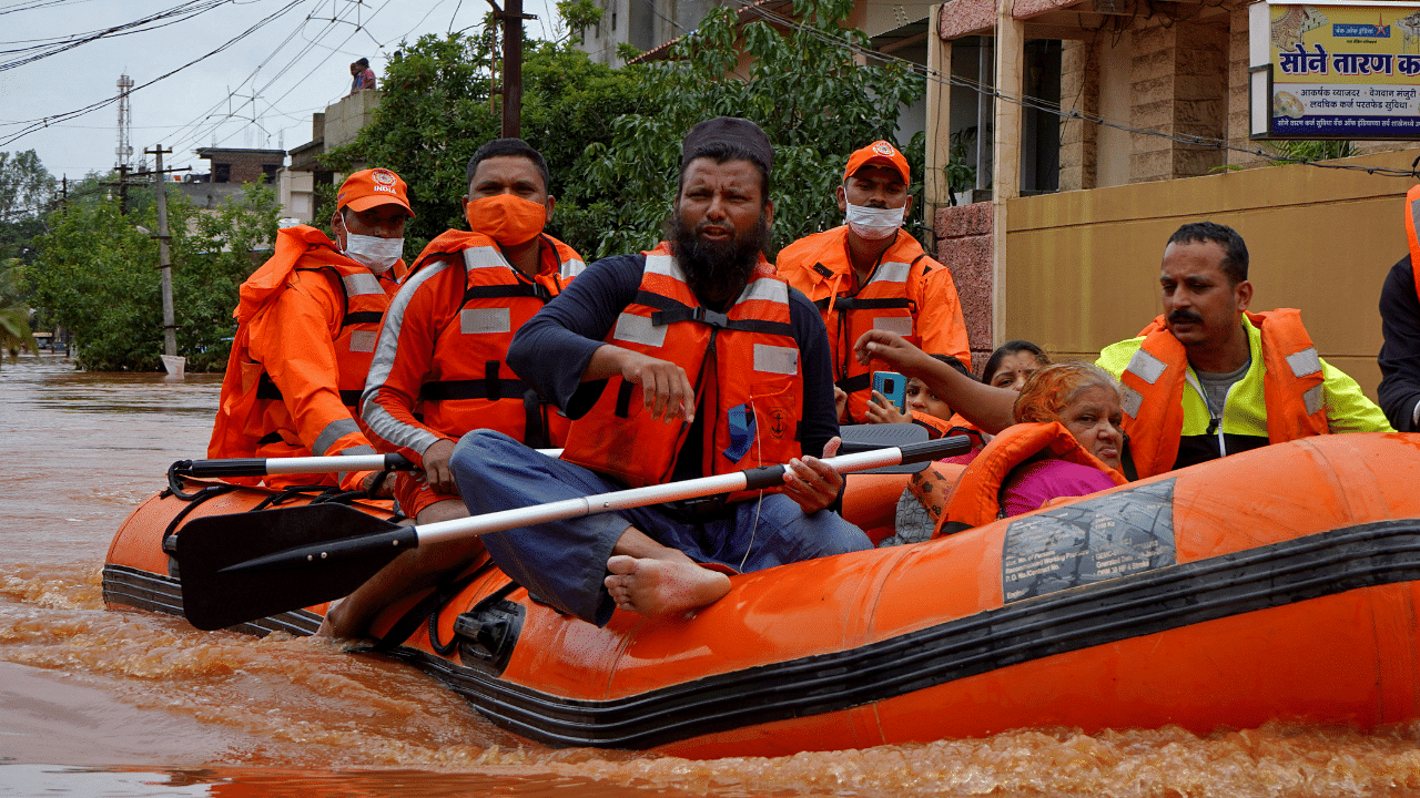 An NDRF team usually has 47 personnel and they are equipped with life-saving equipment, inflatable boats and tree and pole cutters. Credit: Reuters Photo