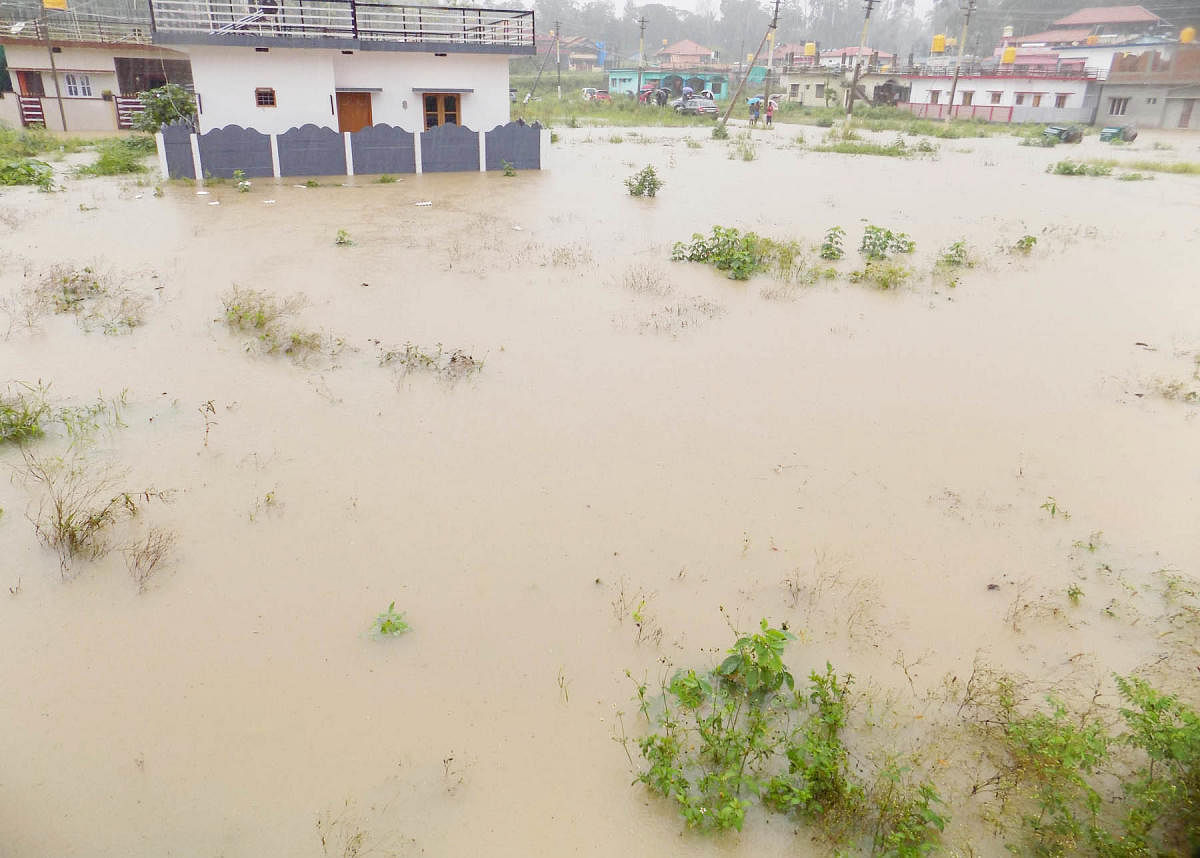 The flood which had ravaged Gonikoppa on August 7, 2019. Credit: DH file photo