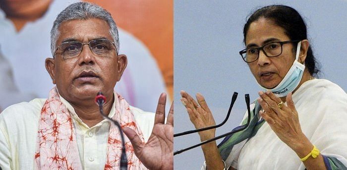 BJP State President and MP Dilip Ghosh and West Bengal Chief Minister Mamata Banerjee. Credit: PTI Photos