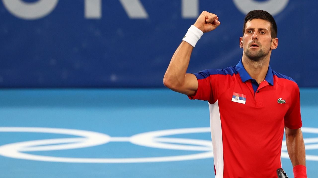 Novak Djokovic of Serbia celebrates after winning his second round match against Jan-Lennard Struff of Germany. Credit: Reuters Photo