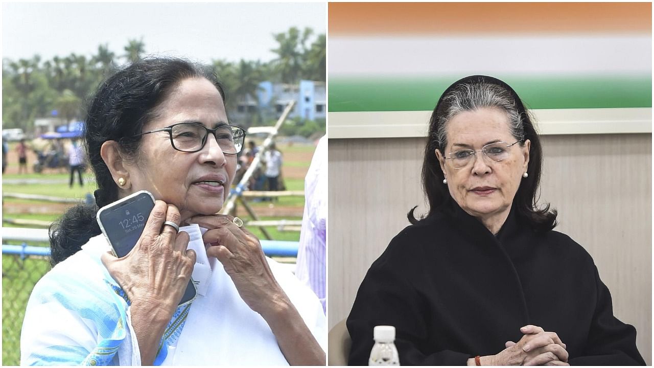 Mamata Banerjee and Sonia Gandhi file photos. Credit: PTI Photos