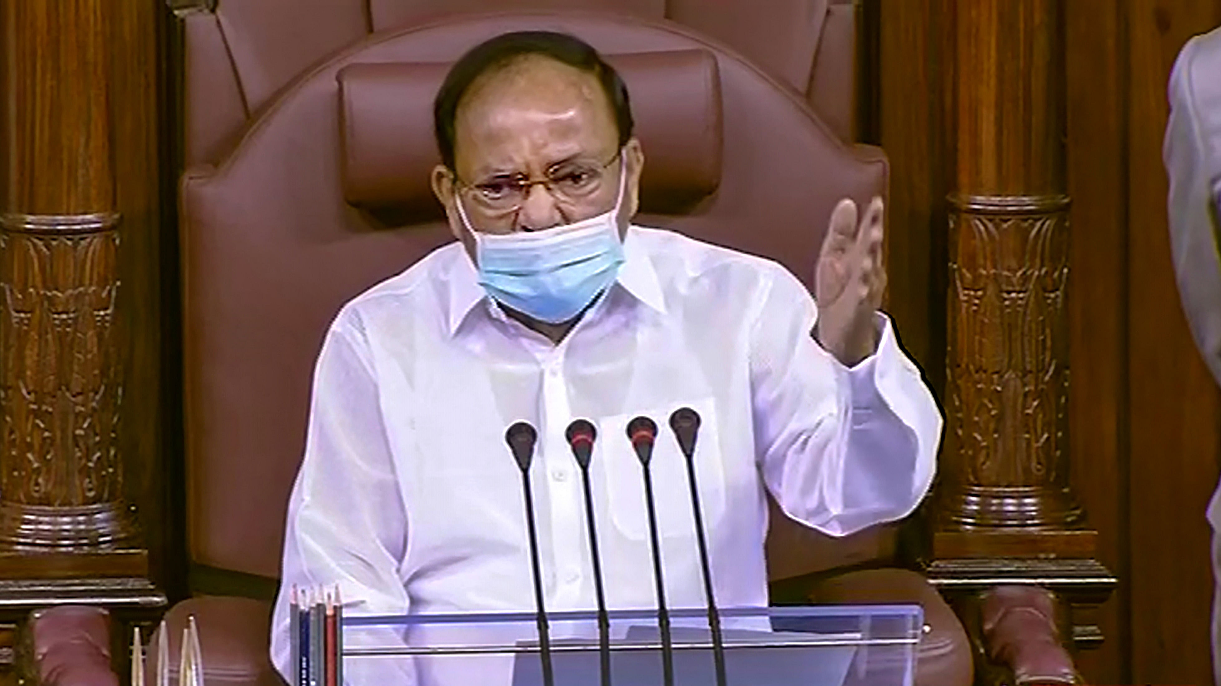  Naidu also expressed concern over the MPs of the House being denied opportunity to seek clarifications from Minister of Information Technology Ashwini Vaishnaw on the statement laid on the Table of the House on Thursday last week regarding Pegasus spyware issue. Credit: PTI Photo