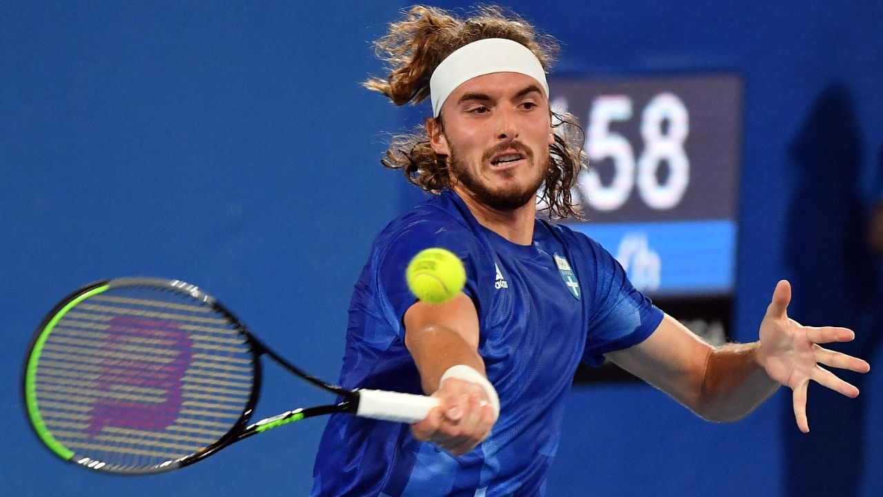 Stefanos Tsitsipas in action. Credit: AFP Photo