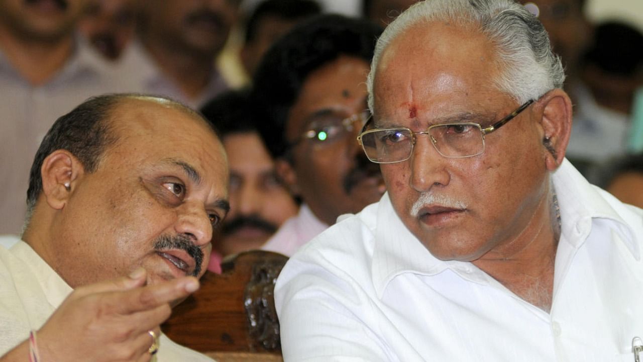 Home Minister Basavaraj S Bommai and BSY. Credit: DH Photo