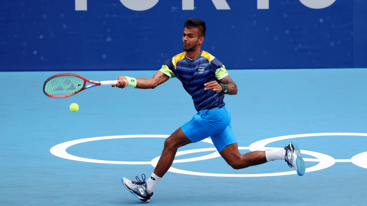 Sumit Nagal of India in action during his second round match against Daniil Medvedev. Credit: Reuters Photo