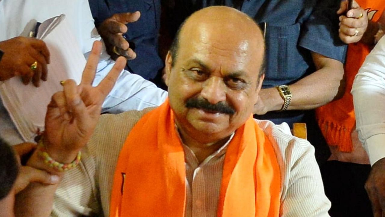 Newly elected Karnataka Chief Minister Basavaraj Bommai during BJP Legislature Party meeting in Bengaluru, Tuesday, July 27, 2021. Credit: PTI Photo