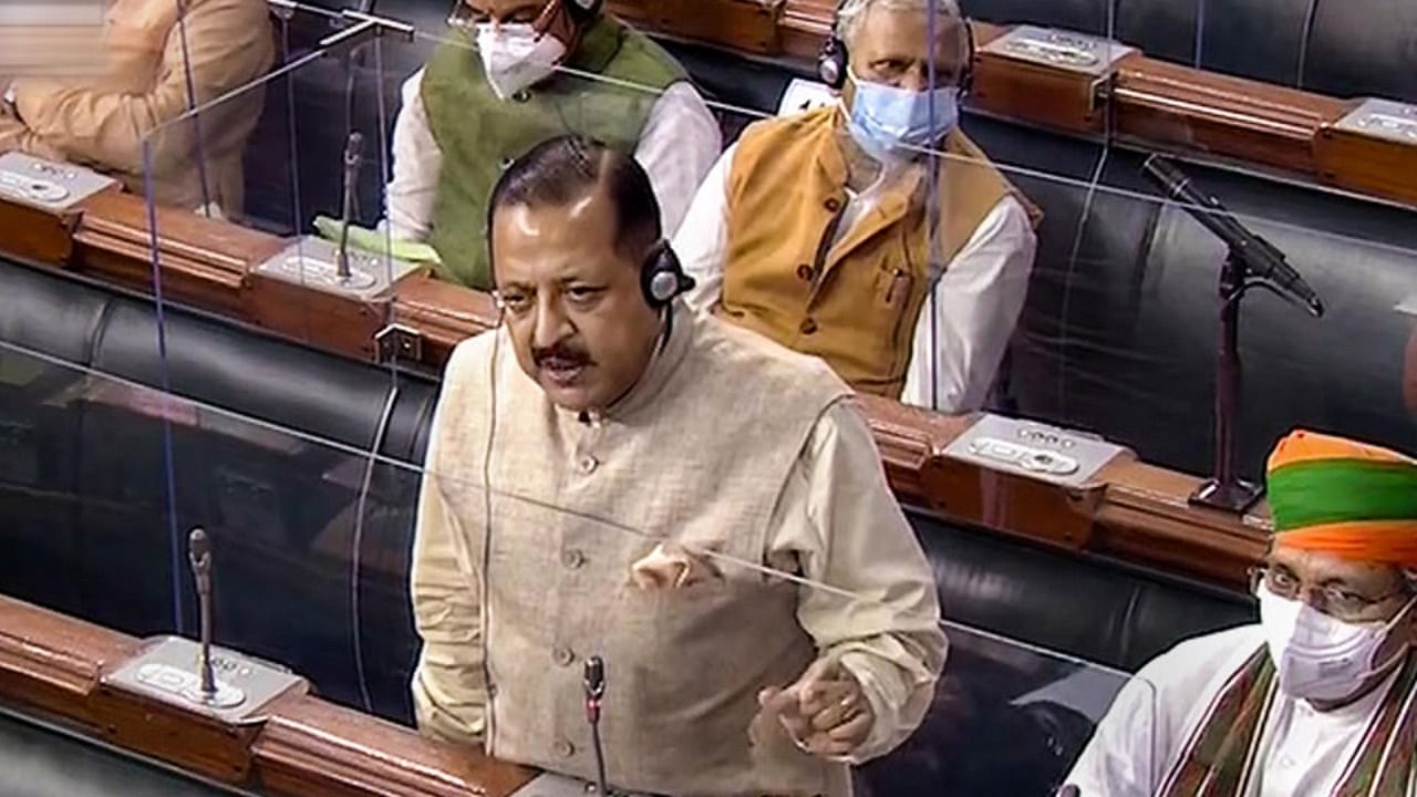 Union Minister for DONER Jitendra Singh speaks in the Lok Sabha, during the Monsoon Session of Parliament, in New Delhi, Wednesday, July 28, 2021. Credit: PTI Photo