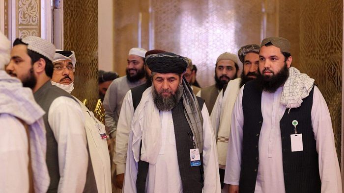 Members of a Taliban delegation at a peace talk. Credit: AFP Photo