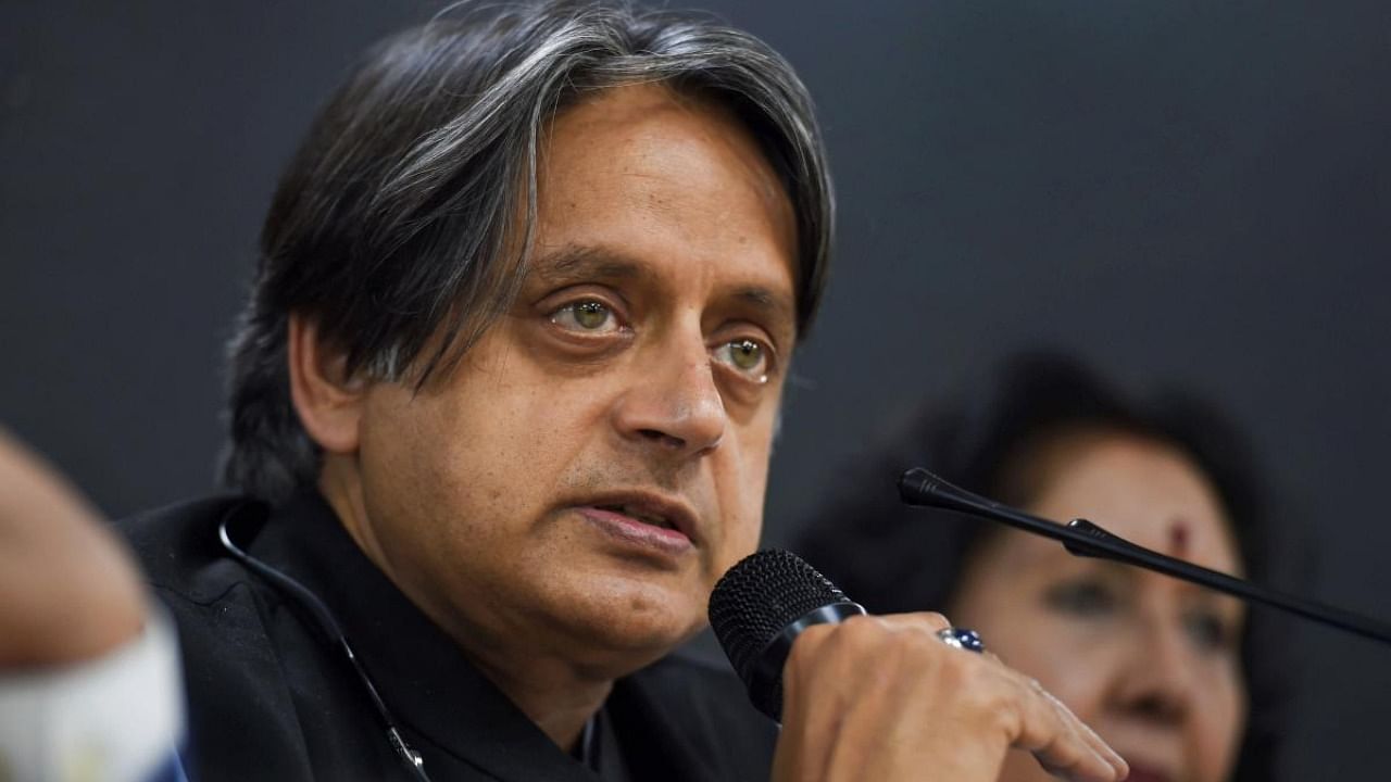 A number of members of the Parliamentary Standing Committee on Information and Technology, chaired by Congress MP Shashi Tharoor, sat in Parliament to discuss 'Citizens' safety and date protection'. Credit: PTI Photo 