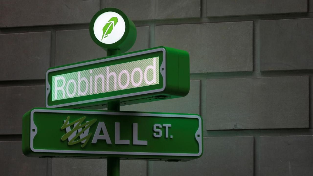 The logo of Robinhood Markets, Inc. is seen at a pop-up event on Wall Street after the company's IPO in New York City. Credit: Reuters photo