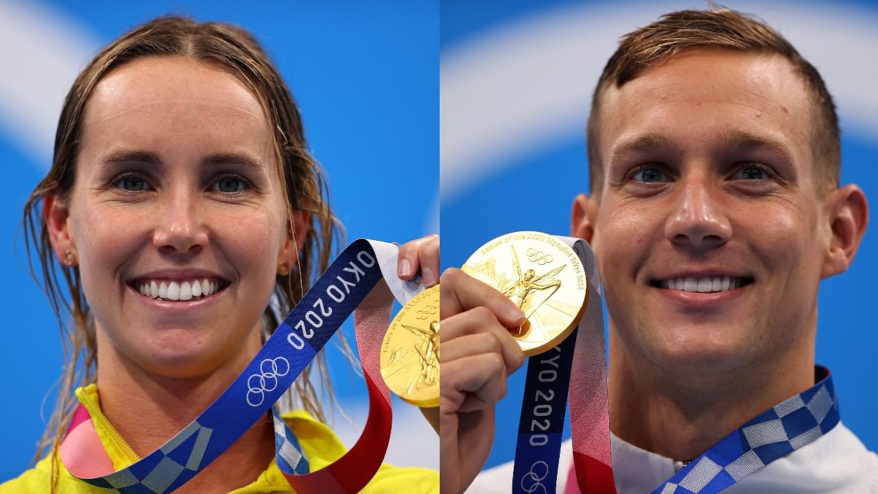 Australia's Emma McKeon (L) and USA's Caeleb Dressel. Credit: Reuters Photos