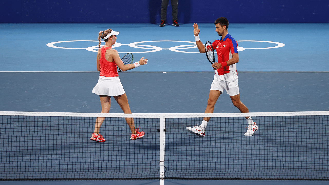 Nina Stojanovic of Serbia and Novak Djokovic of Serbia. Credit: Reuters Photo