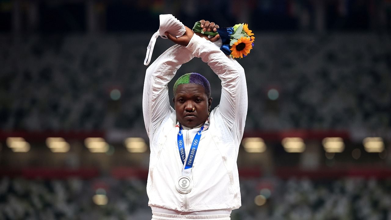 Olympic Silver medallist in shotput, Raven Saunders. Credit: Reuters Photo