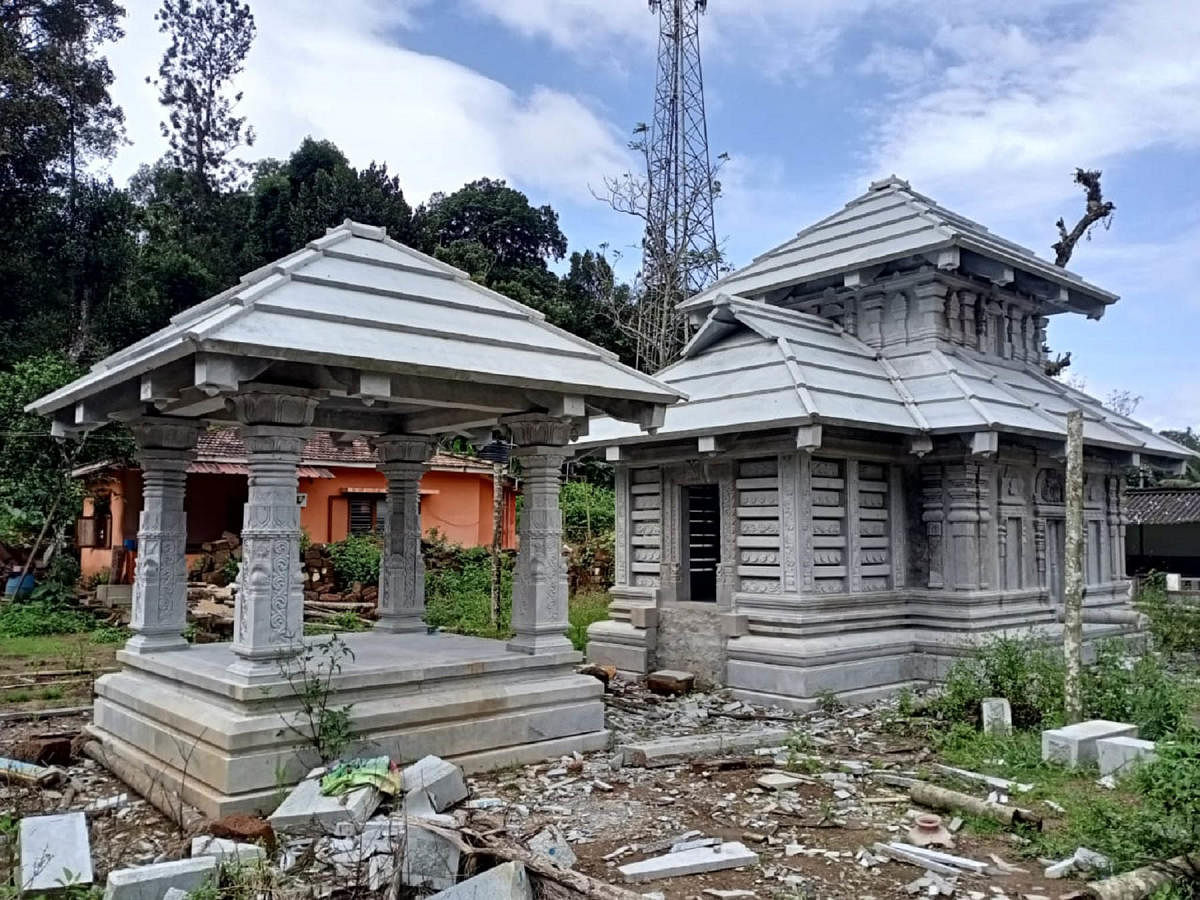 Work on the renovation of the Bhagawathi Temple in Hoddur is being carried out.