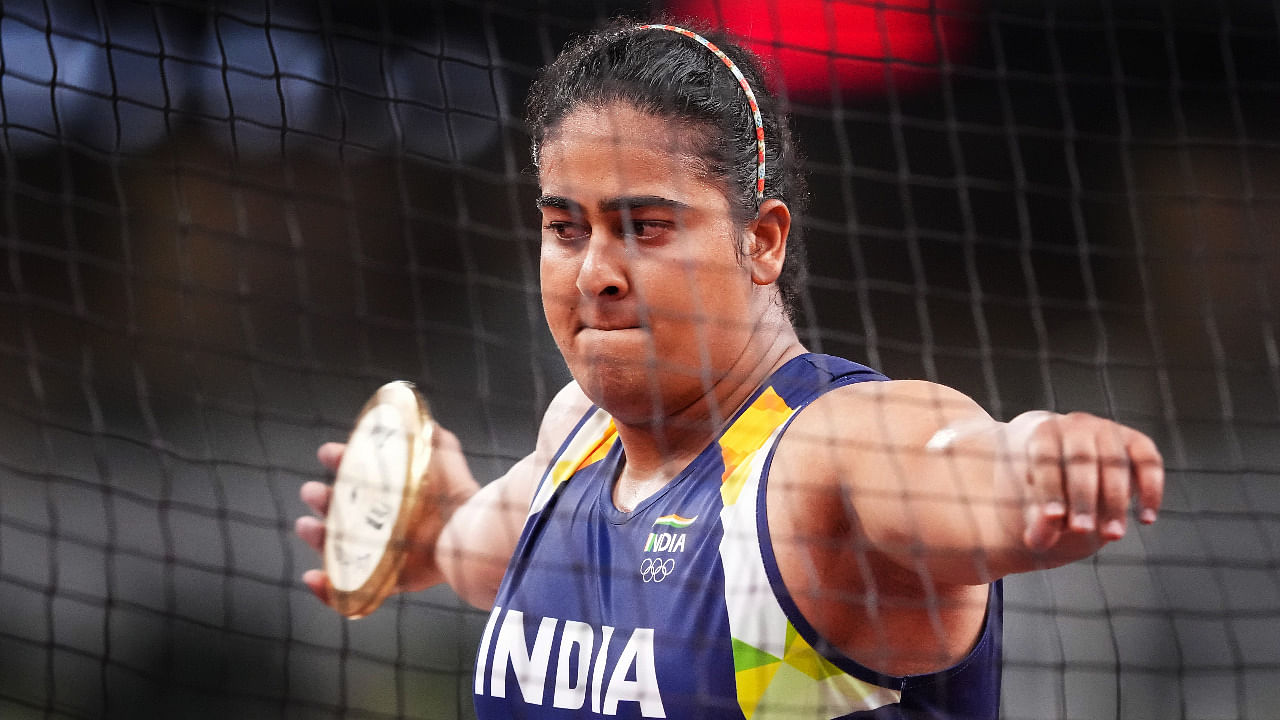 Kamalpreet Kaur participates in the women's discus throw final event at the 2020 Summer Olympics, in Tokyo. Credit: PTI Photo