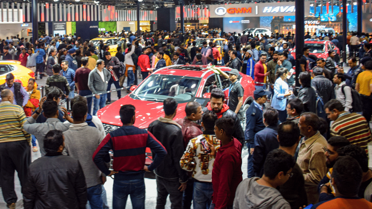 Crowds at the Great Wall Motors Stall at the Auto Expo in 2020. Credit: PTI File Photo