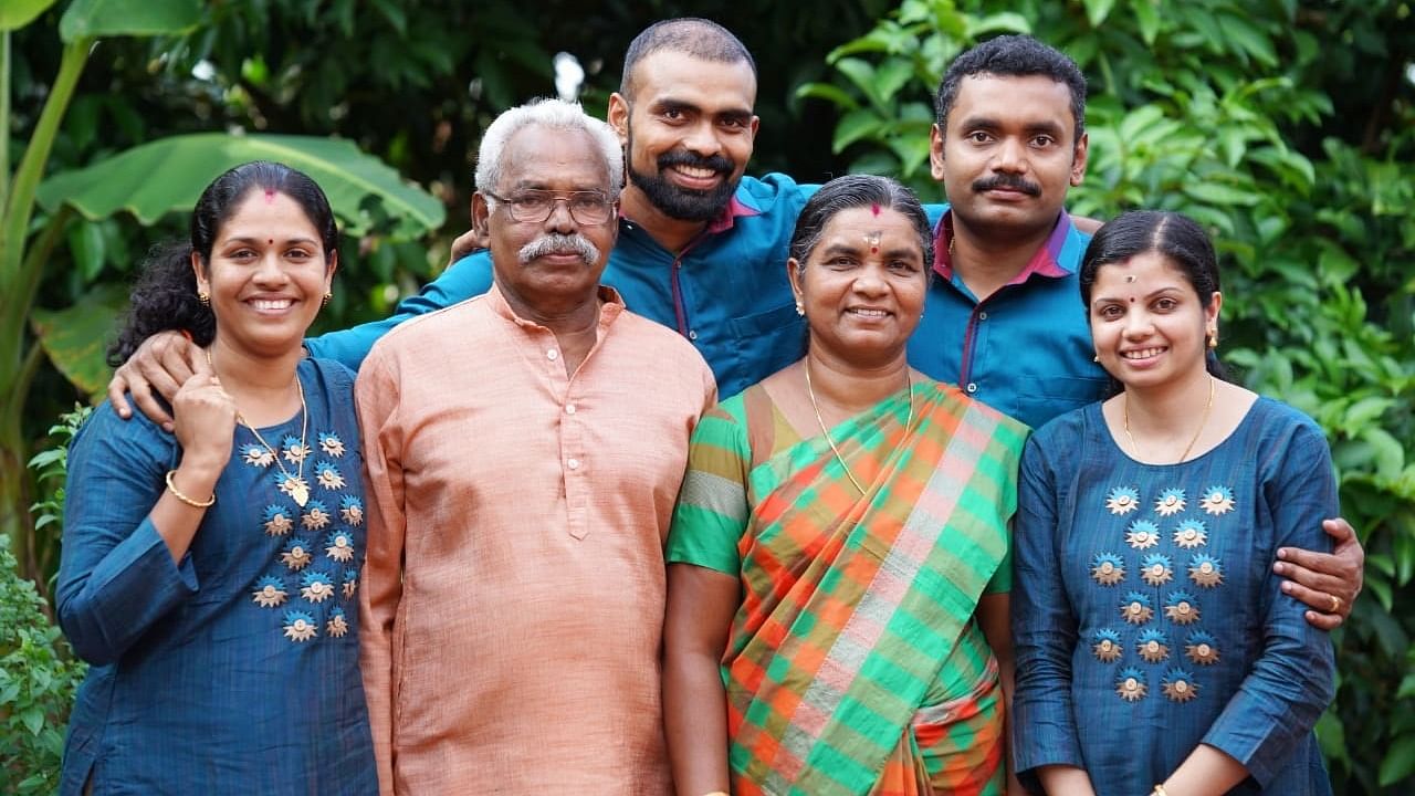 Sreejesh P R's family. Credit: Special Arrangement