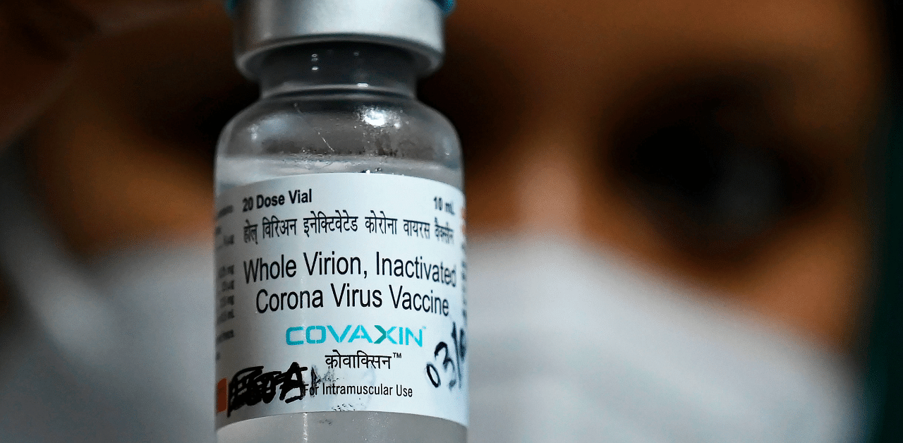 A vial of Bharat Biotech's Covaxin. Credit: AFP Photo