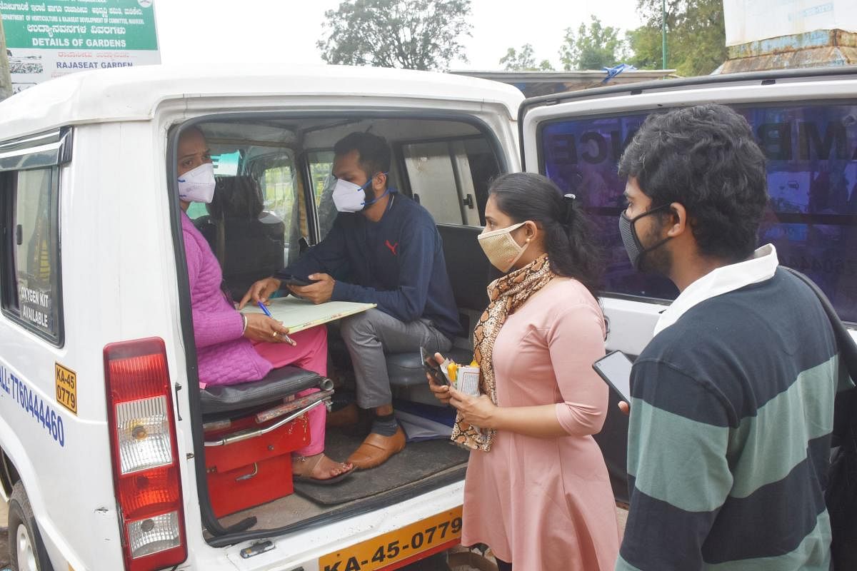 Tourists were tested for Covid-19 at Raja Seat in Madikeri.
