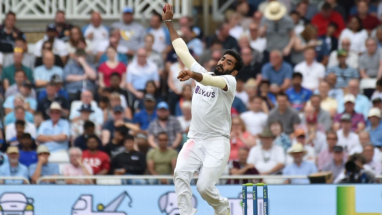 India's Jasprit Bumrah bowls a delivery during the first day of first test cricket match between England and India, at Trent Bridge in Nottingham, Wednesday. Credit: AP/PTI Photo