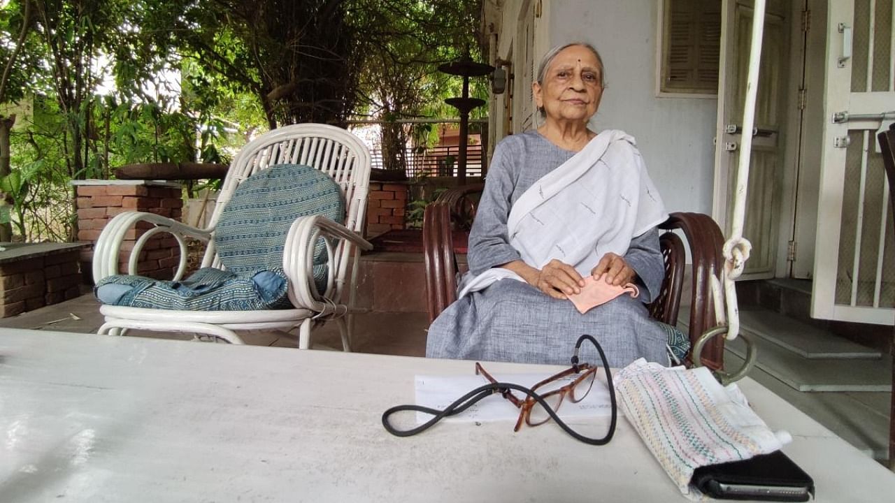 Ela Bhatt, chairperson of Sabarmati Ashram Preservation and Museum Trust. Credit: DH Photo