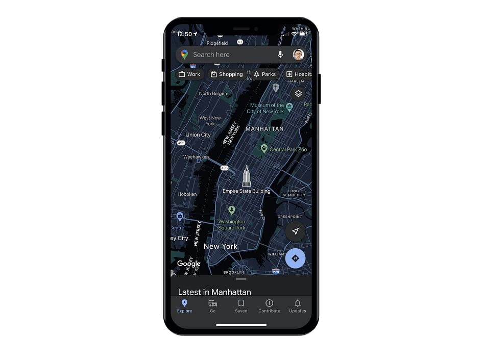 Google Maps for iOS gets dark mode. Credit: Google