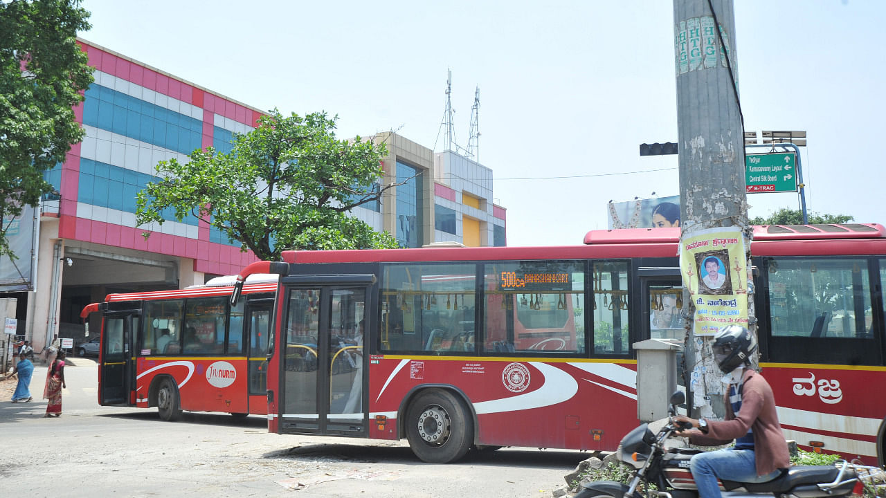 BMTC's Volvo buses in Bengaluru. Credit: DH File Photo