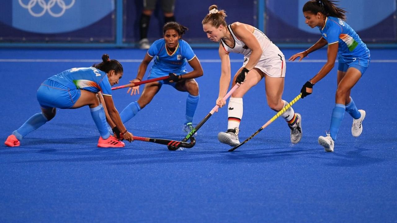 India's women hockey team during their game in Tokyo Olympics. Credit: PTI Photo