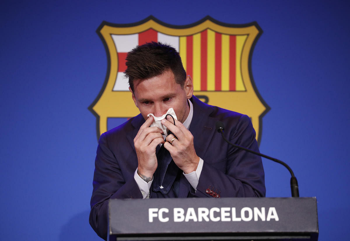 Lionel Messi during the press conference. Credit: Reuters Photo