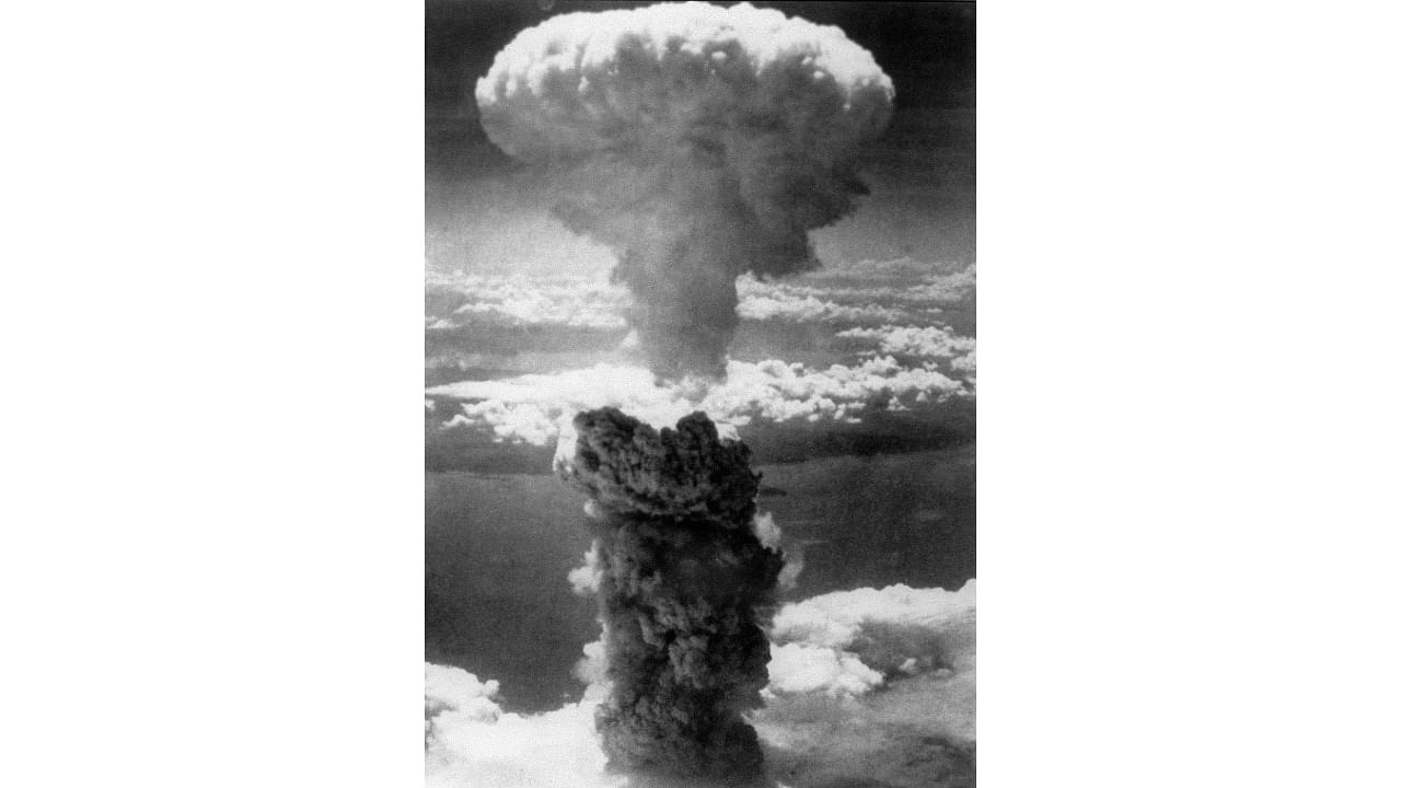 The second US atomic bomb exploding on Nagasaki. Credit: AFP File Photo