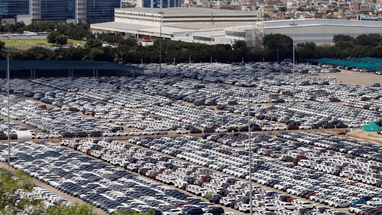 Cars parked at a Maruti Suzuki facility. Credit: Reuters File Photo