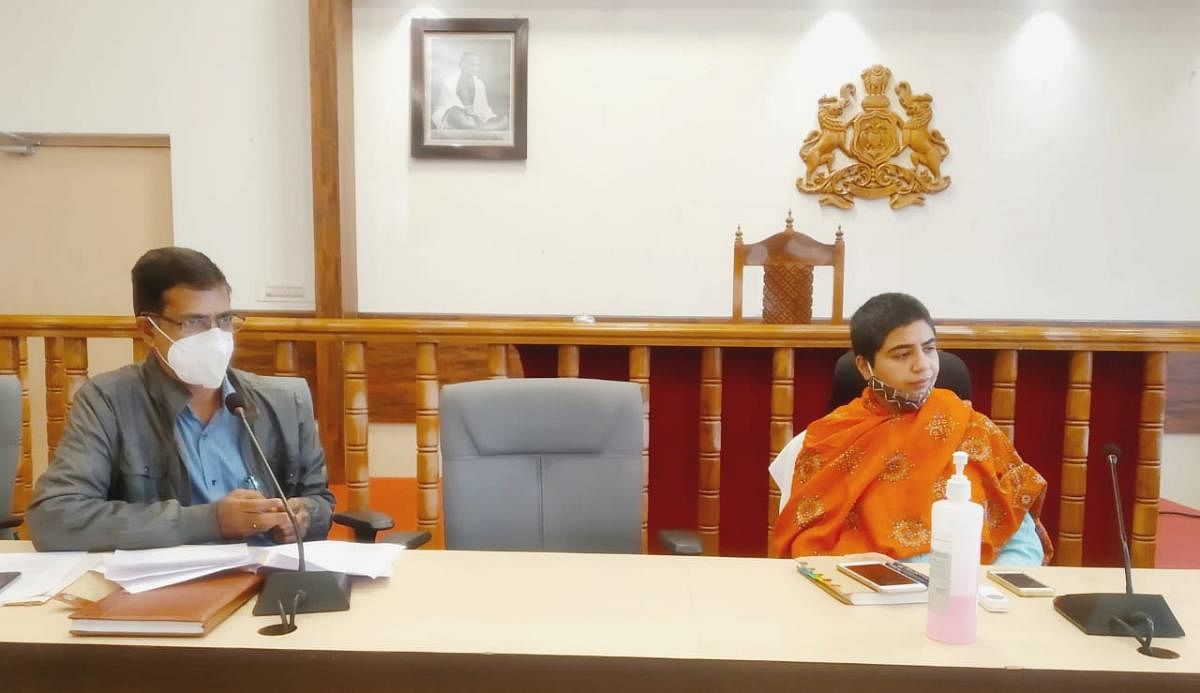 Deputy Commissioner Charulata Somal speaks during a meeting at her office in Madikeri.