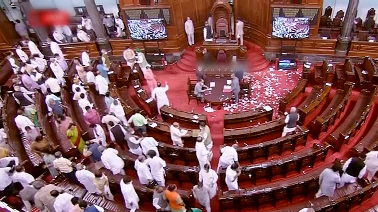 A view of the Rajya Sabha during the Monsoon Session of Parliament. Credit: PTI Photo