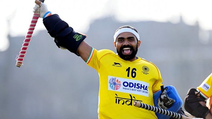 Star India hockey team goalkeeper P R Sreejesh. Credit: Twitter/@TheHockeyIndia