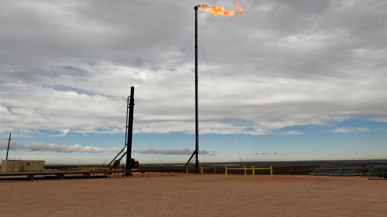 Natural gas flares off at a production facility owned by Exxon near Carlsbad. Credit: Reuters File Photo