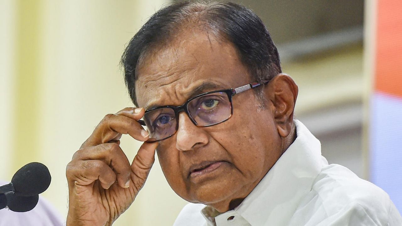 Former finance minister and Congress leader P Chidambaram during a press conference at AICC in New Delhi. Credit: PTI Photo