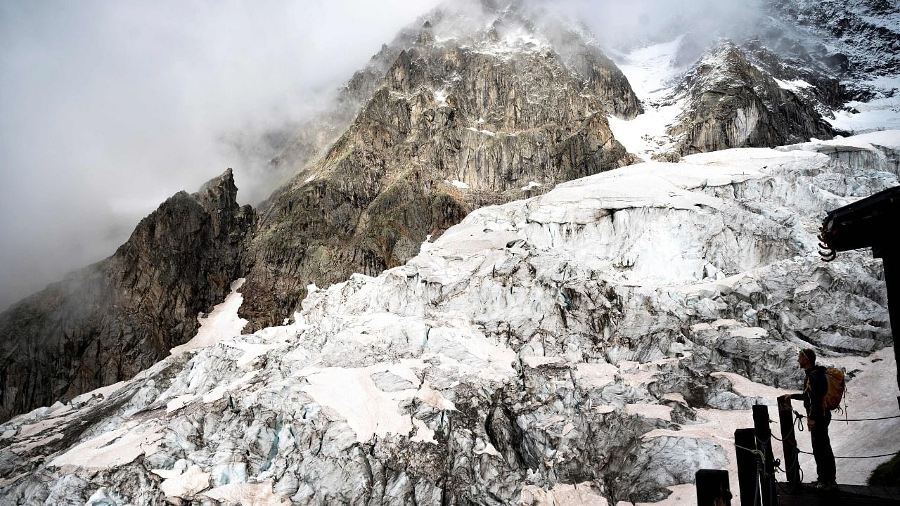 A melting glacier is posing challenges this summer for scientists on Italy's side of the Mont Blanc massif. Credit: AFP Photo