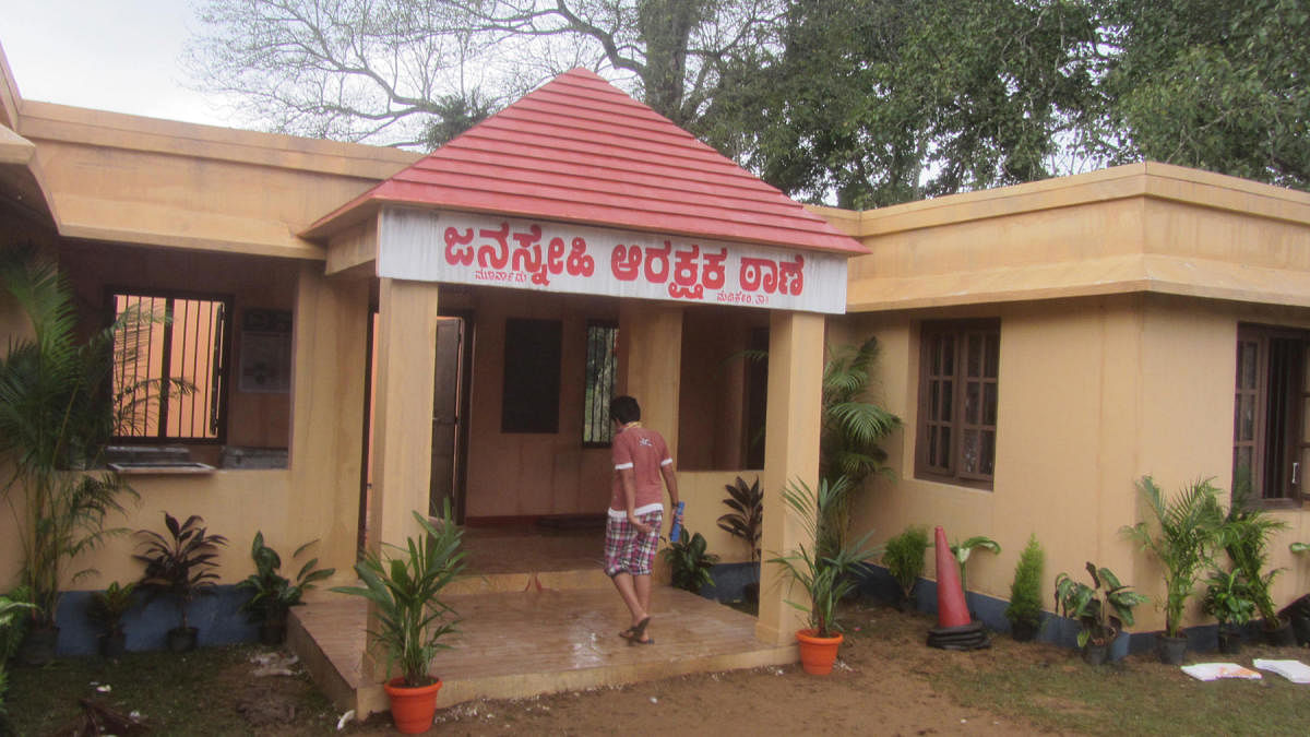 A police station readied for the shooting of the Kannada movie Drishya-2 in Balamuri.