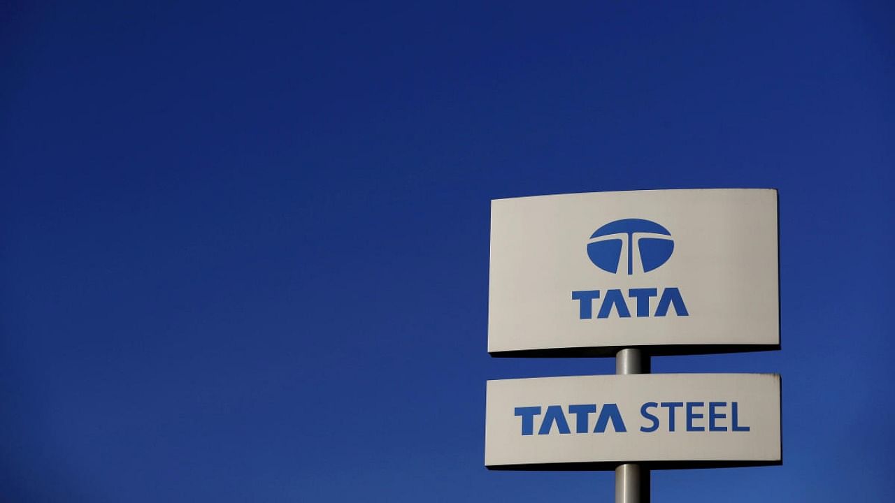  File photo of company logo seen outside the Tata steelworks near Rotherham in Britain. Credit: Reuters Photo