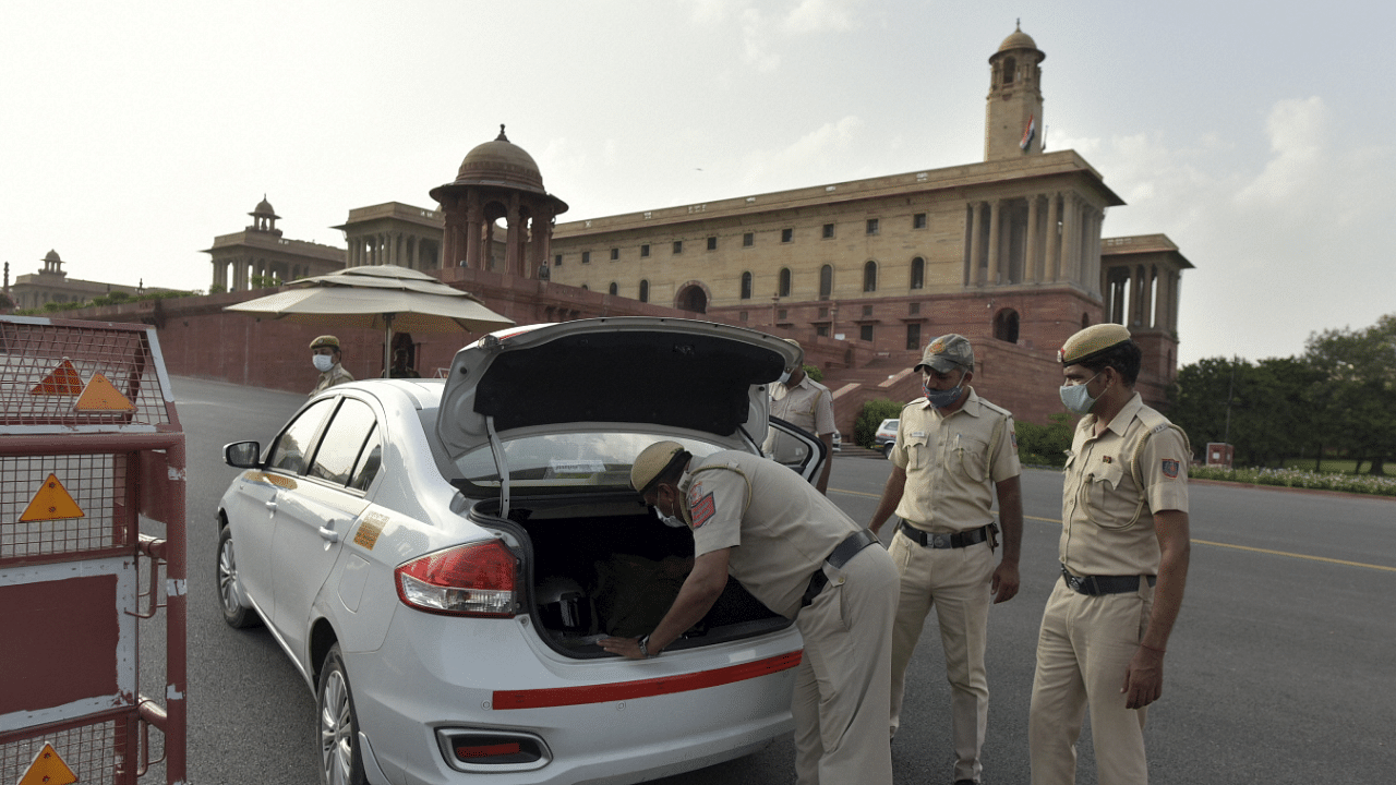 Security check ahead of 75th Independence Day. Credit: PTI Photo