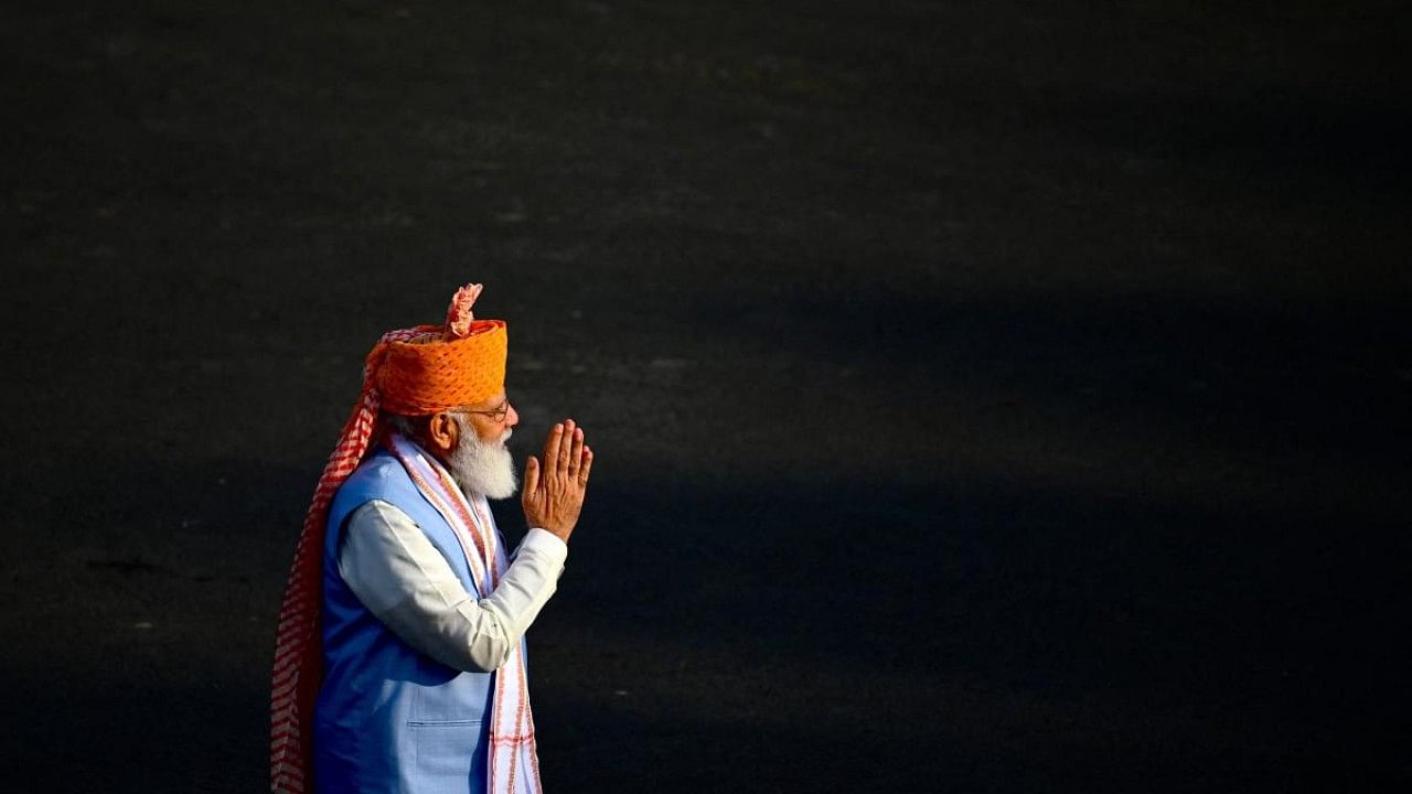 Prime Minister Narendra Modi at Red Fort today. Credit: AFP Photo