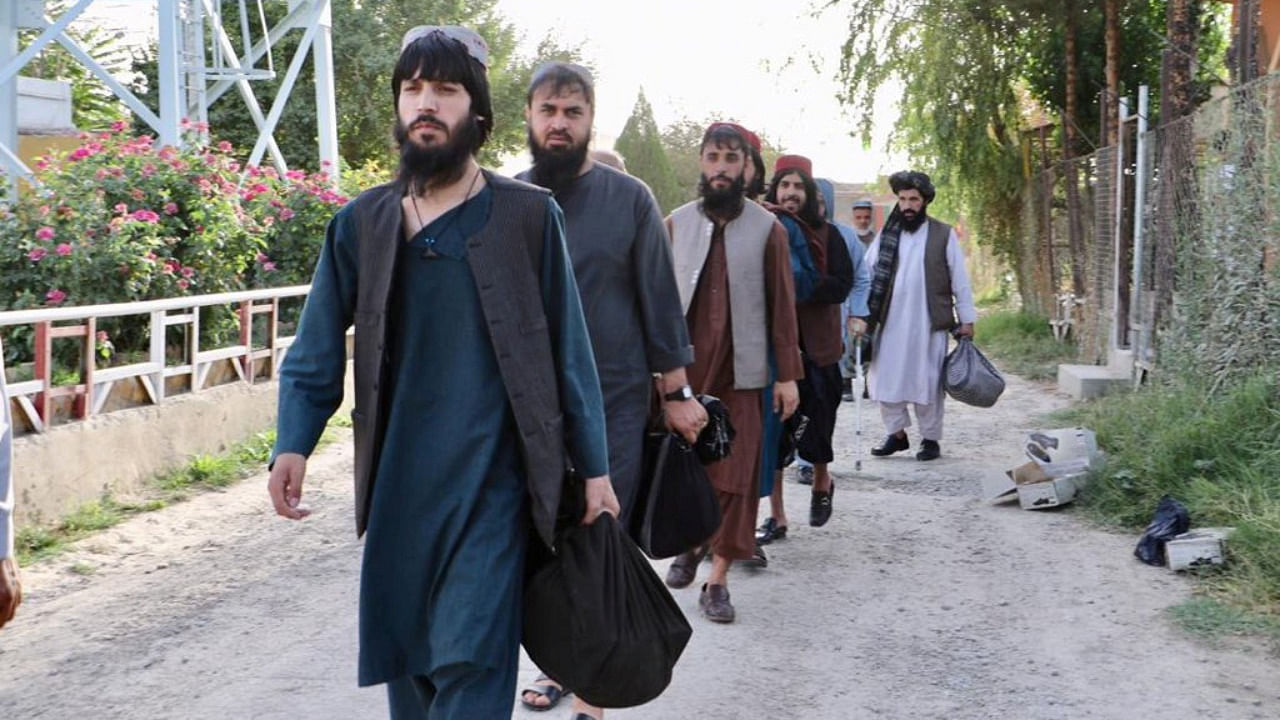 Newly freed Taliban prisoners walk at Pul-e-Charkhi prison, in Kabul, Afghanistan August 13, 2020. Credit: Reuters Photo