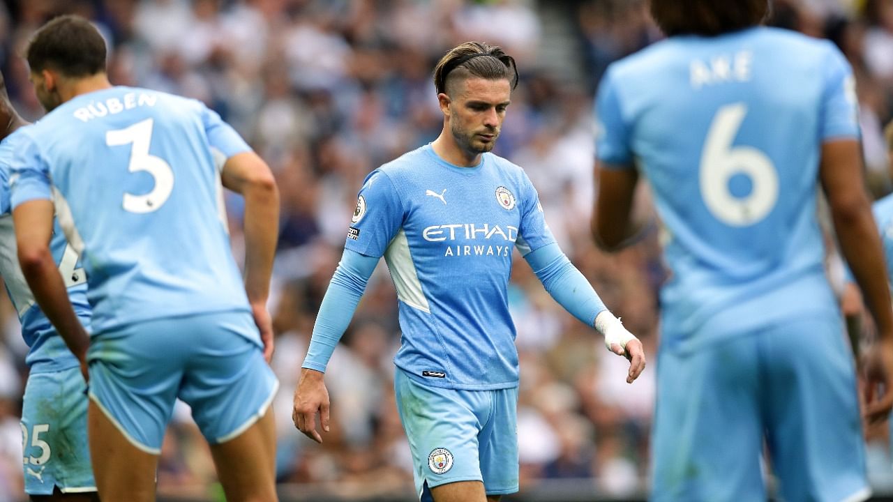 Manchester City's £100 million signing Jack Grealish wears a dejected look during thier 1-0 loss to Tottenham Hotspur. Credit: Reuters Photo