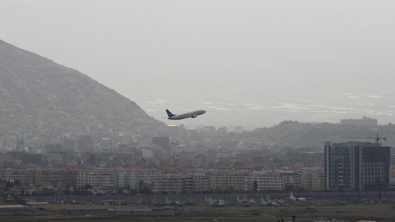 An aircraft takes off from Kabul airport in Afghanistan. Credit: AFP Photo