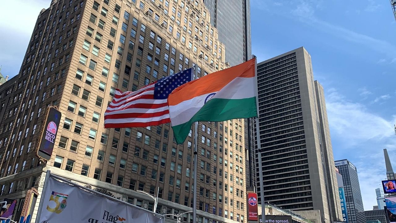 The 48 square feet-long tricolour was unfurled at the 25-feet tall flagpole. Credit: Twitter/@airnewsalerts