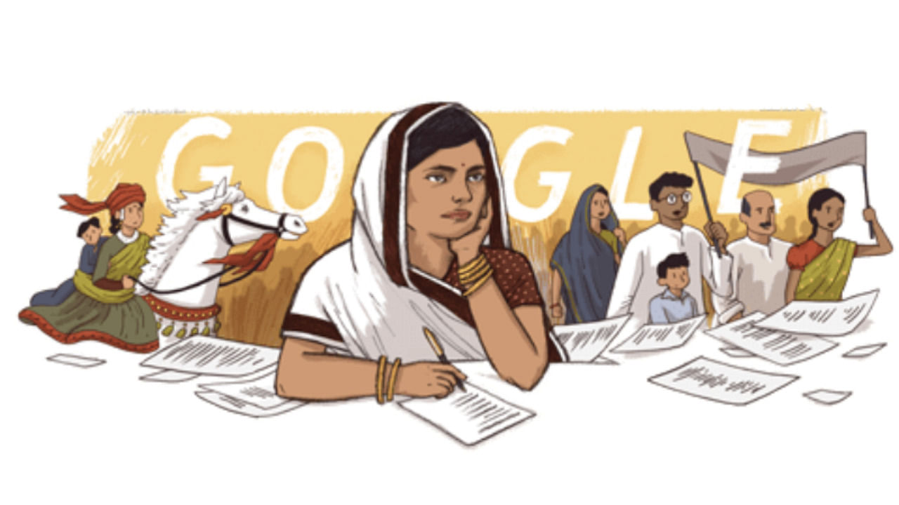 Illustrated by New Zealand-based artist Prabha Mallya, the doodle shows Chauhan dressed in a saree and sitting with a pen and paper. Credit: Google.com