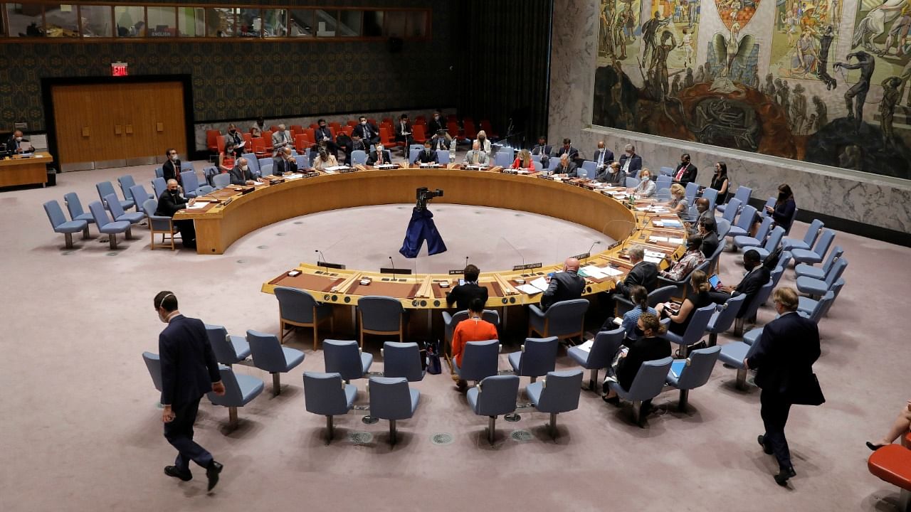 The United Nations Security Council meets regarding the situation in Afghanistan in at the United Nations in New York City. Credit: Reuters Photo